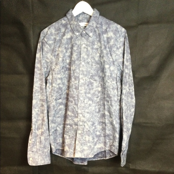 ODIN NEW YORK BLUE TIE-DYE CASUAL BUTTON DOWN SHIRT NWT SZ M - Picture 1 of 7